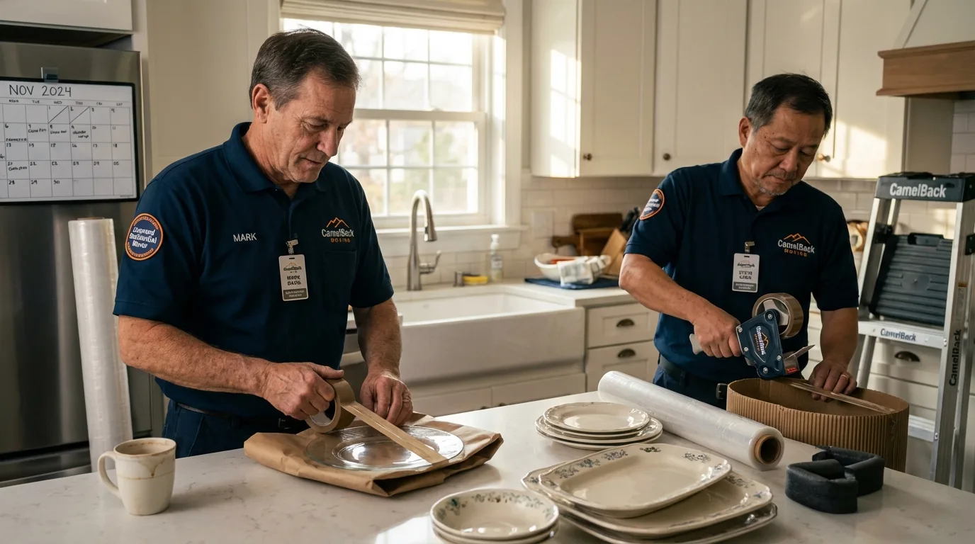 Professional crew packing kitchen dishware in Batavia, OH